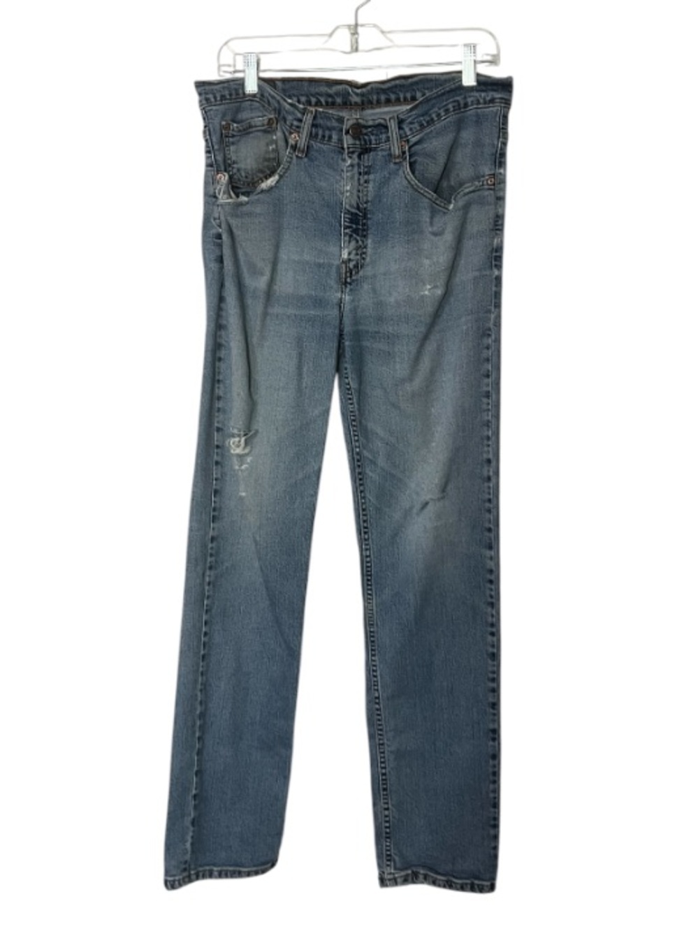 Vintage Y2K Levi’s 514 Straight Leg Jeans Distressed Light Wash Denim 35x32